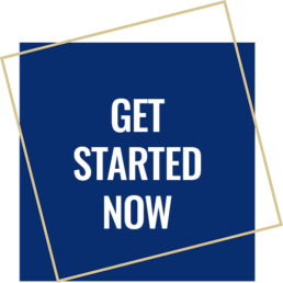 Blue square with text: GET STARTED NOW